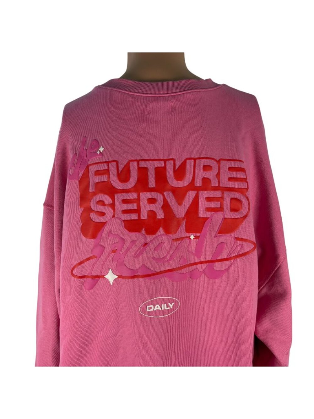Poppi Crewneck Sweatshirt Womens Size L Pink Future Served Fresh Soda Drink